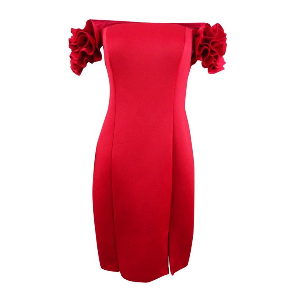 Betsy & Adam Red Off-Shoulder Dress